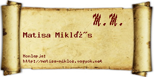 Matisa Miklós névjegykártya
